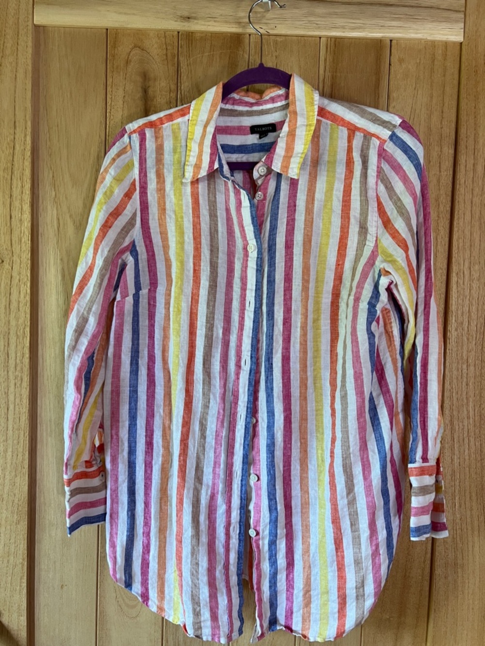 Talbots Linen Striped Button-Down Shirt